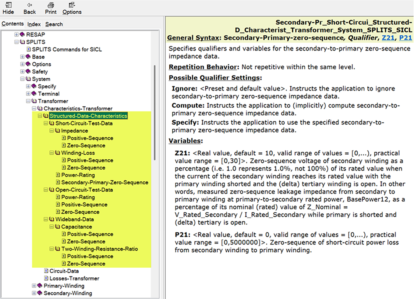 SESTextEditor showing Structured-Data-Characteristics code and CDEGS Commands help window