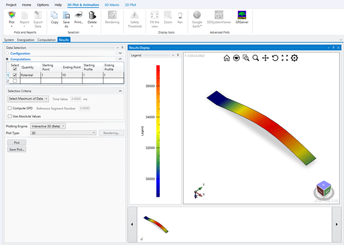 SESResultsViewer embedded in SESTransient showing a 3D color-gradient plot